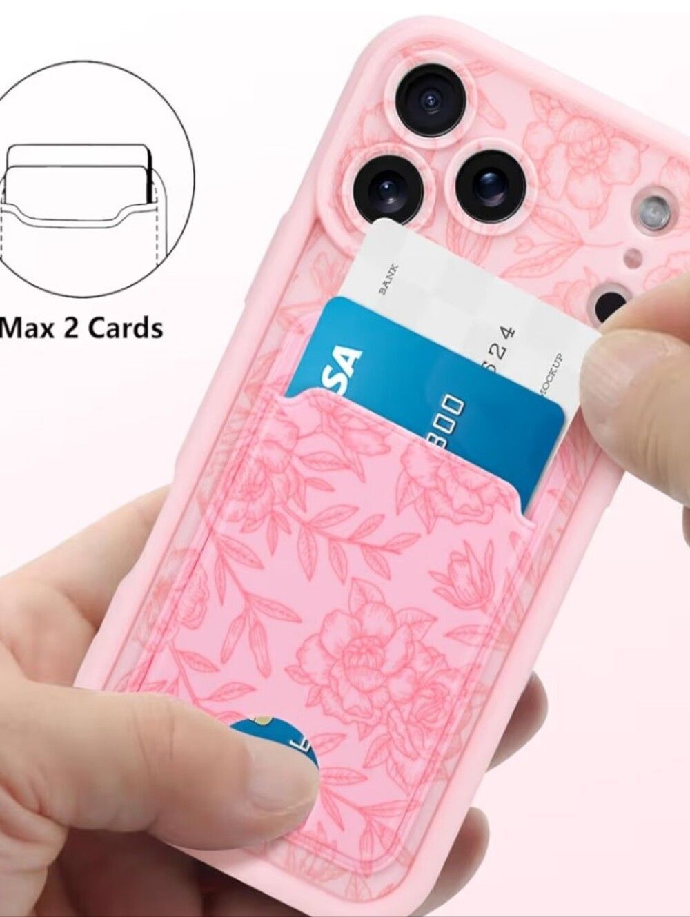 iPhone 17 Pro Max Floral Design Case With Card Slots